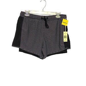 Tangerine Black & White Striped Shorts Elastic Waist Women’s Size Medium‎ NWT